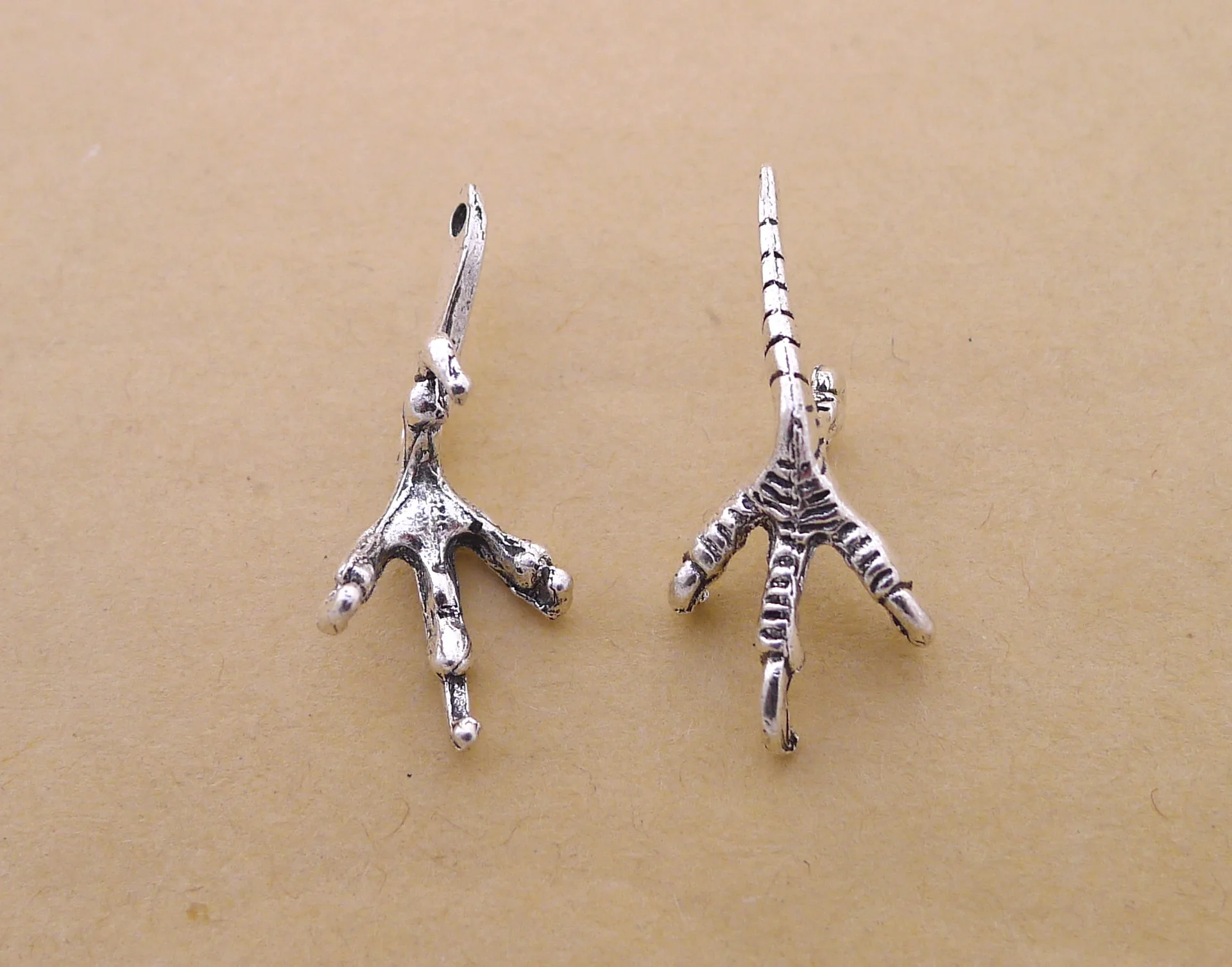 

Charm for making jewelry 5pcs 16x33mm antique silver color paw charms