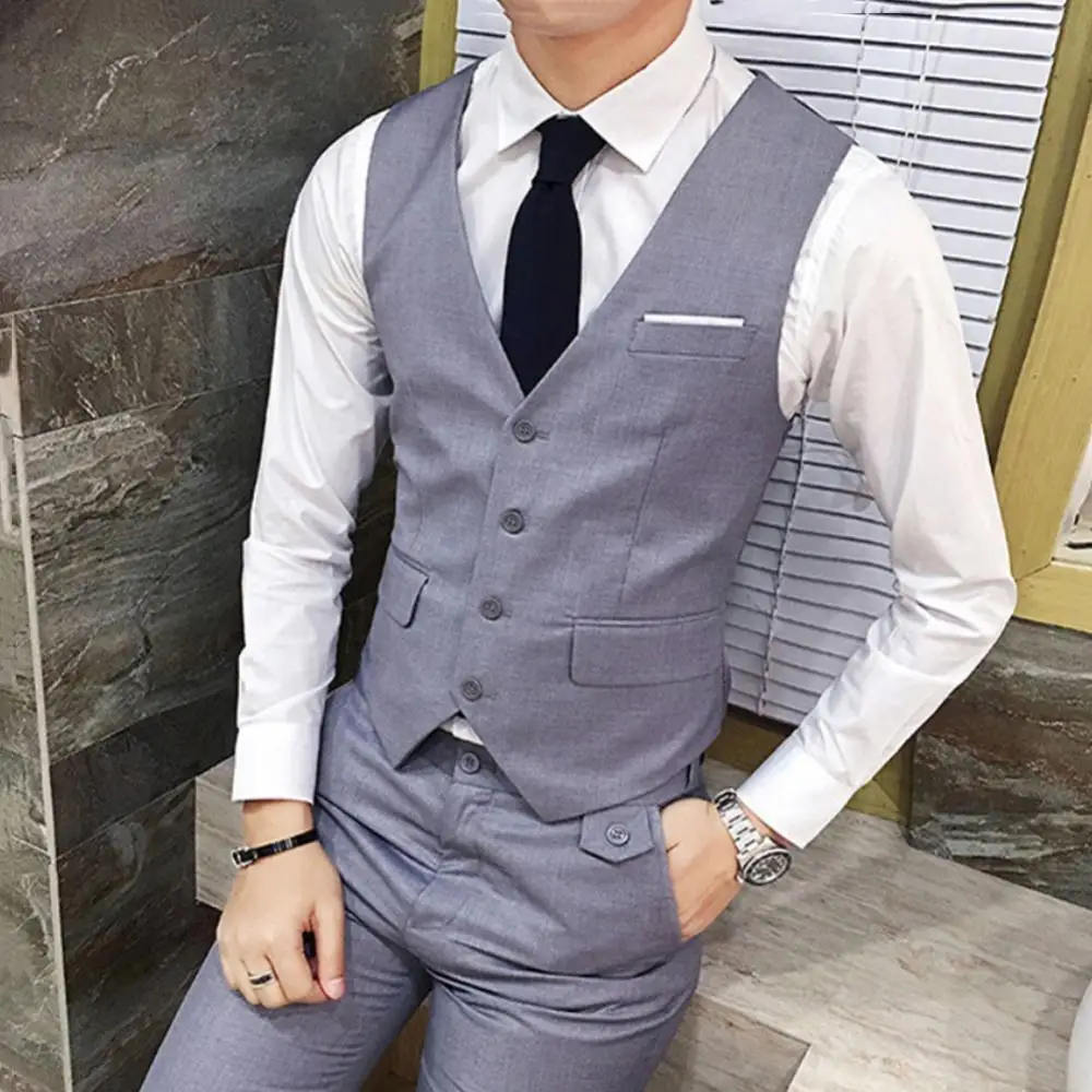 

Suit Set Wedding Business Mens Blazer Suit Formal Suit Vest Blazer Pants Set man's Three Peices Suits (Jacket+Pants+vest) Suits