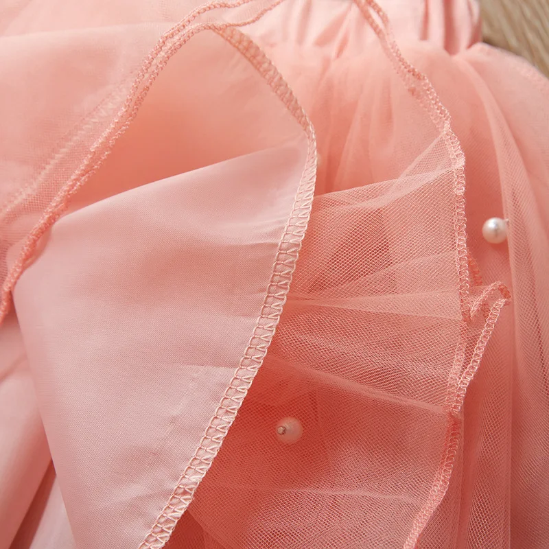 

Girls Dress New Summer Party Princess Dresses Floral Net Yarn Kids Dress Two Pieces Girl Children Clothing for 2 To 7Y