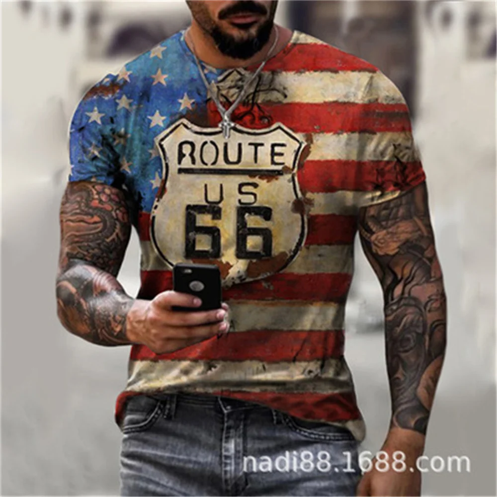 

2021 summer new O-neck short-sleeved loose top street fashion Harajuku 3D printing casual men's T-shirt