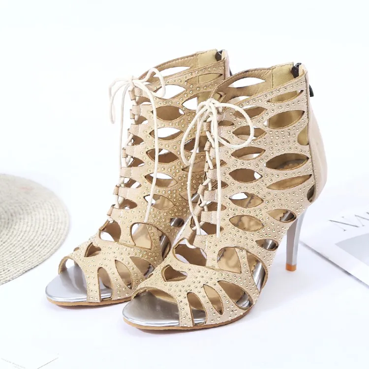 Большие размеры 17 Босоножки на высоком каблуке Женская обувь летняя с открытым