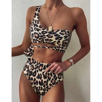swimsuit women bikini 2021 womens swimsuit sexy one shoulder push up leopard high waist swimwear bathing suit bikini set