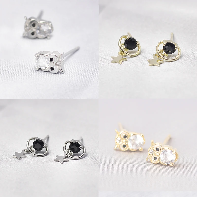 

925 стерлингового серебра булавка изысканный маленький черный орнамент с рисунками животных из мультфильмов, подарок на Новый год модные се...