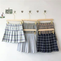 new2021 new summer plaidpure color jk high waist a line pleated skirt college style jupe y2k faldas traf kawaii mini skirts
