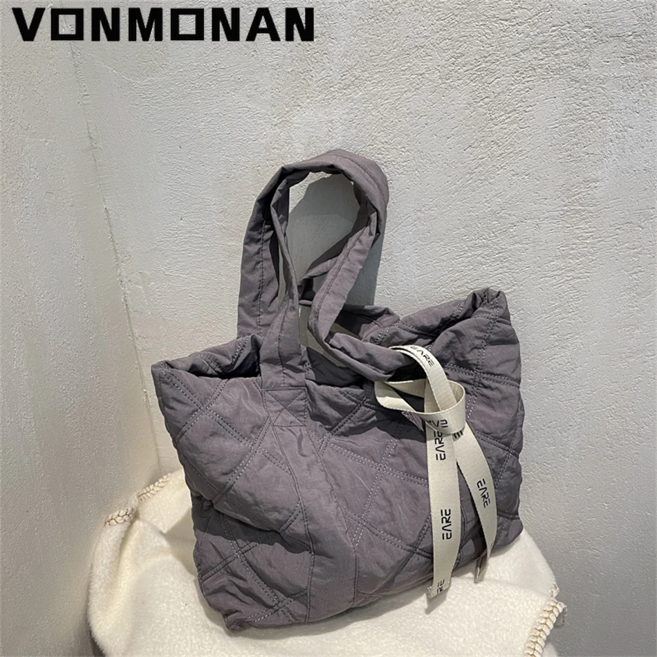 2021 Winter Brand Space Cotton Bag Quilted Shopper Totes Luxury Big Designer Women Handbags Purses Lady Soft Warm Shoulder Bags