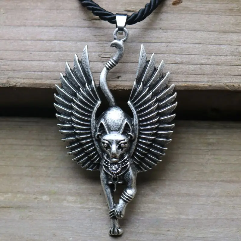 Серебряная статуя старого Египта Bastet ожерелье с подвеской в виде кошки