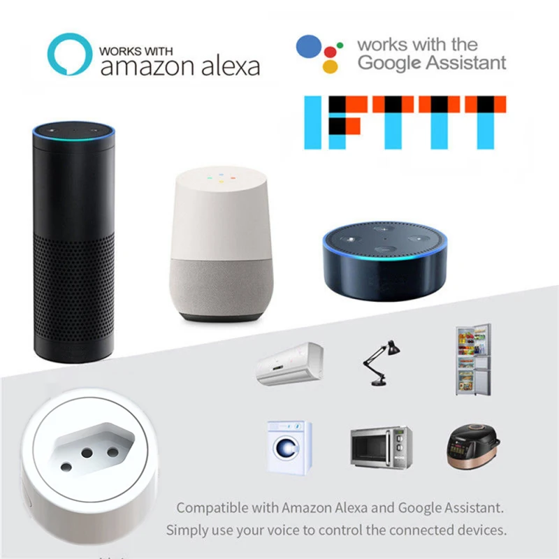 

16A Brazil Smart Wifi Power Plug with Power Monitor Smart Home Wifi Wireless Socket Outlet Works with Alexa Google Home Tuya App