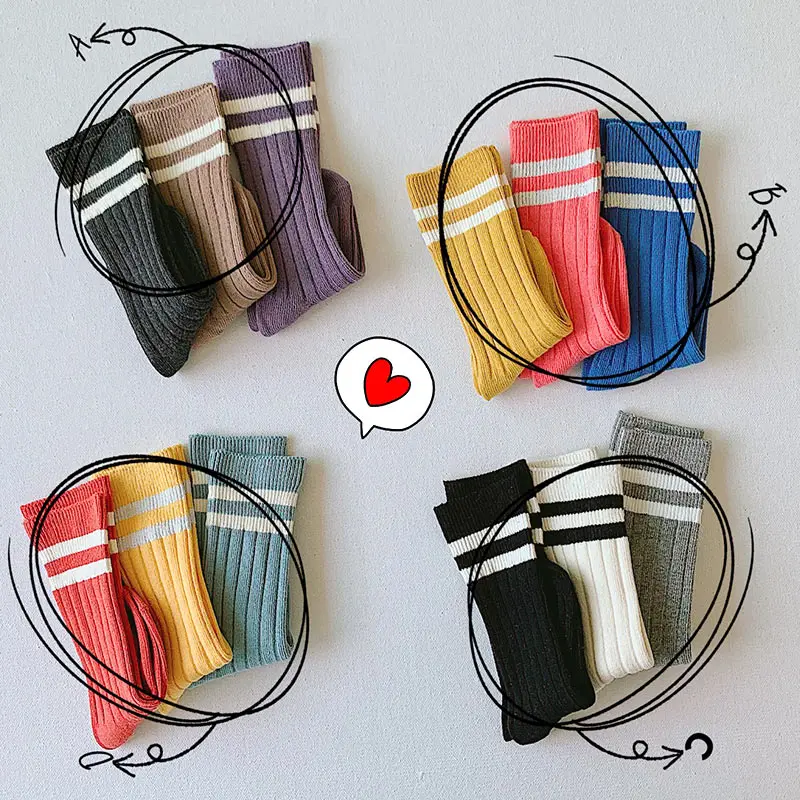 2019 новые стильные детские носки Calcetines однотонные полосатые для малышей модные
