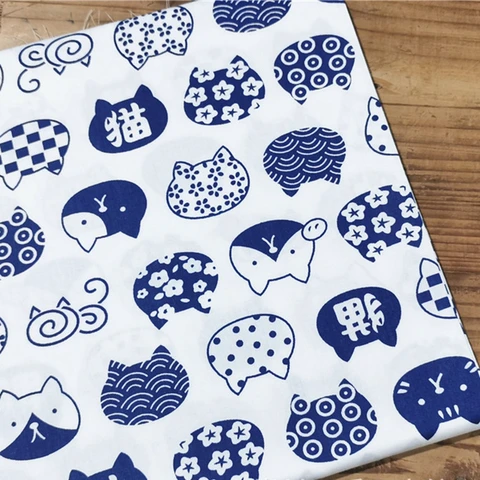 Хлопчатобумажная ткань с принтом кошек и собак, саржевая ткань, ткань для шитья в японском стиле, TJ1395