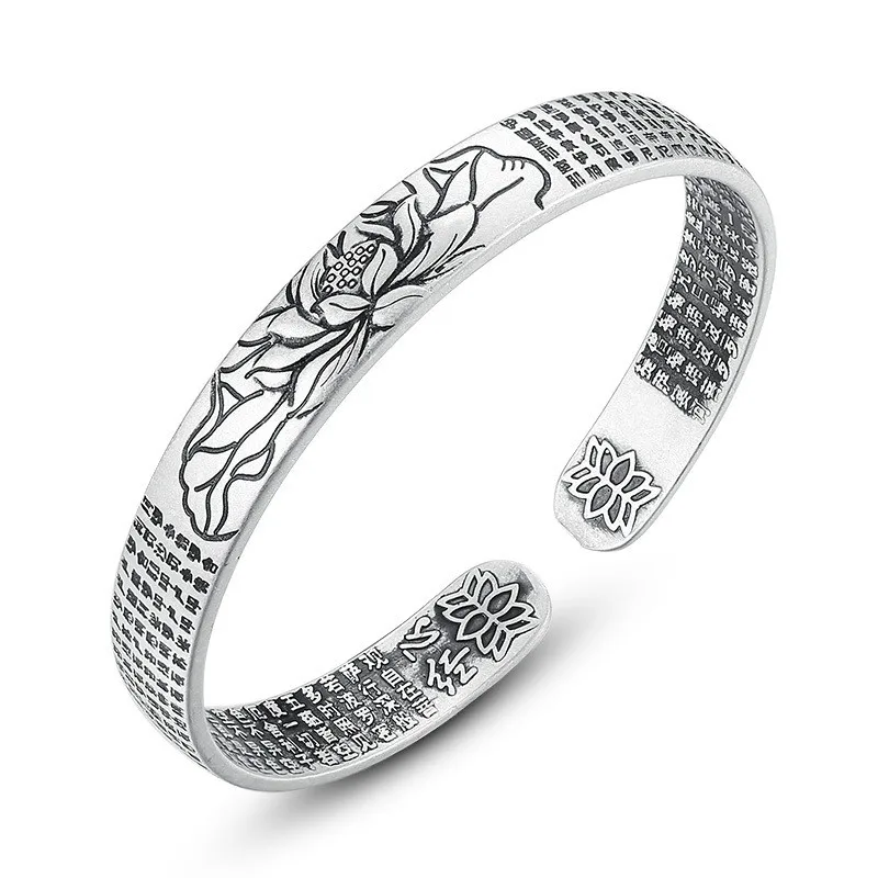 Винтажный браслет с цветком лотоса в этническом стиле браслеты Сутра сердце из