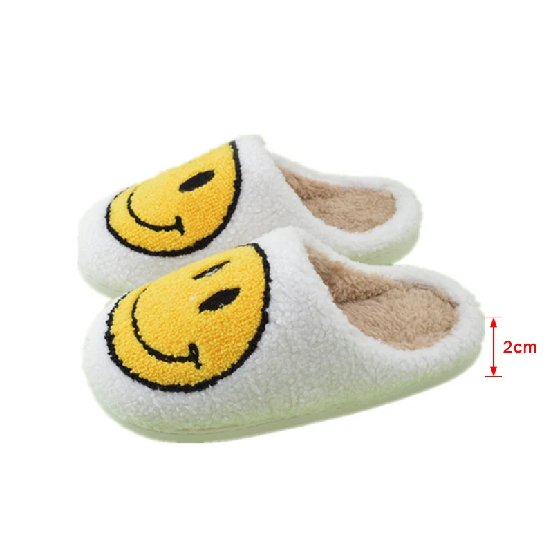 

2021 Woman's Smile Slippers Fannel Furry Slip On Ladies Slides Soft Bottom Fur Mixed Color Warm Comfortable House Shoes Indoor
