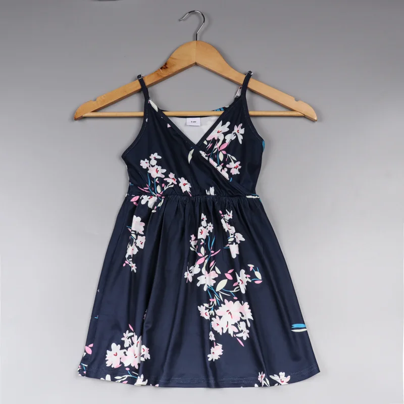 2022 семейный образ пляжные платья без рукавов для мамы и я одежда синие цветочные