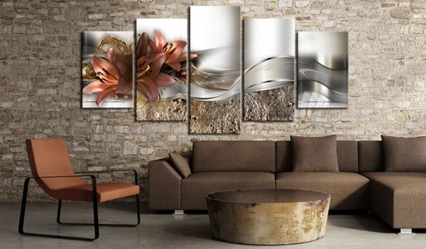 

5 Pcs Fashion Lilies Flower Pictures Decoration Canvas Wall Oil Painting for Living Room Modern Canvsa Paintings (NoFrame)