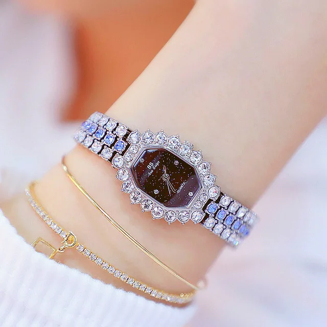 Модные часы blingbling, BS Bee Sister женские часы со стразами женские стальные кварцевые наручные часы с небольшим циферблатом кофейные наручные часы - Цвет: Синий