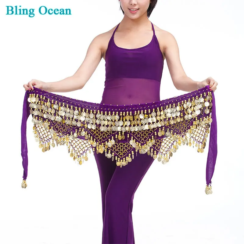 Belly dance waist chain hip scarf bellydance coins belt dancing for belly dancer 12 colors choosing stage wears |