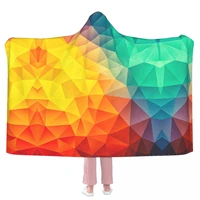 abstract multi color cubizm painting geometric blanket pattern cheap warm with hood bedspread fleece chair super soft blanket