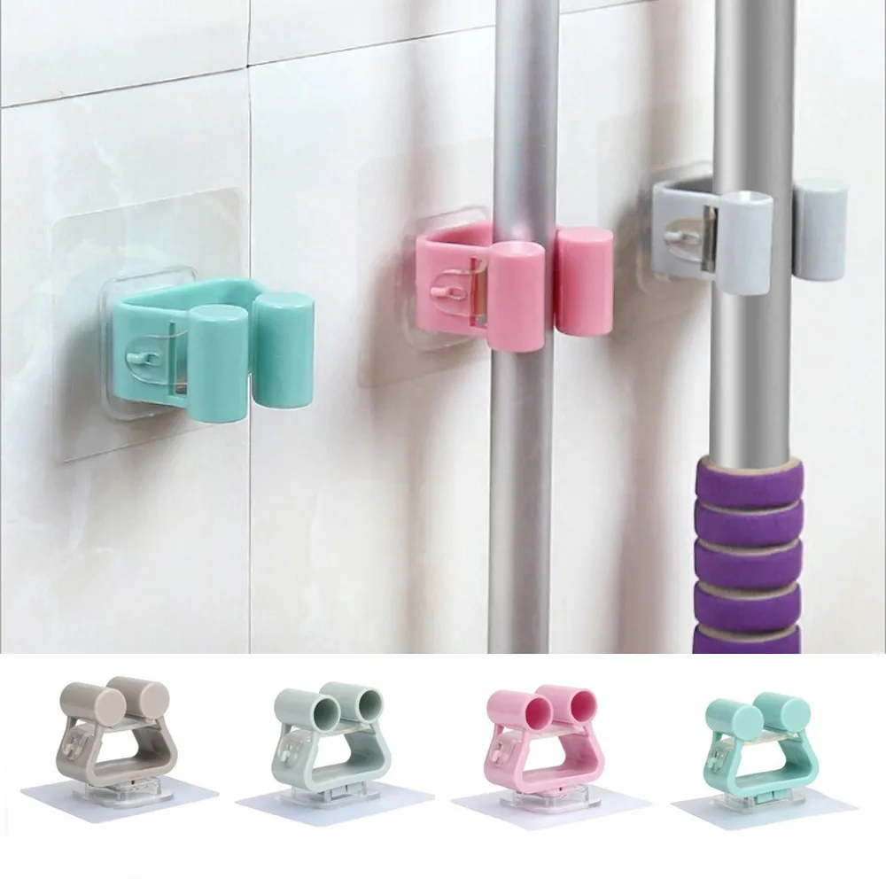 Настенный держатель для швабры крючки без следов в ванную комнату полка метлы