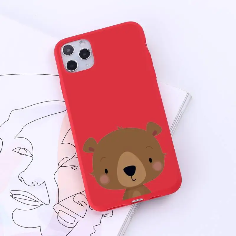 

Cartoon Bear cute funny Phone Case Candy Color for iPhone 6 7 8 11 12 s mini pro X XS XR MAX Plus
