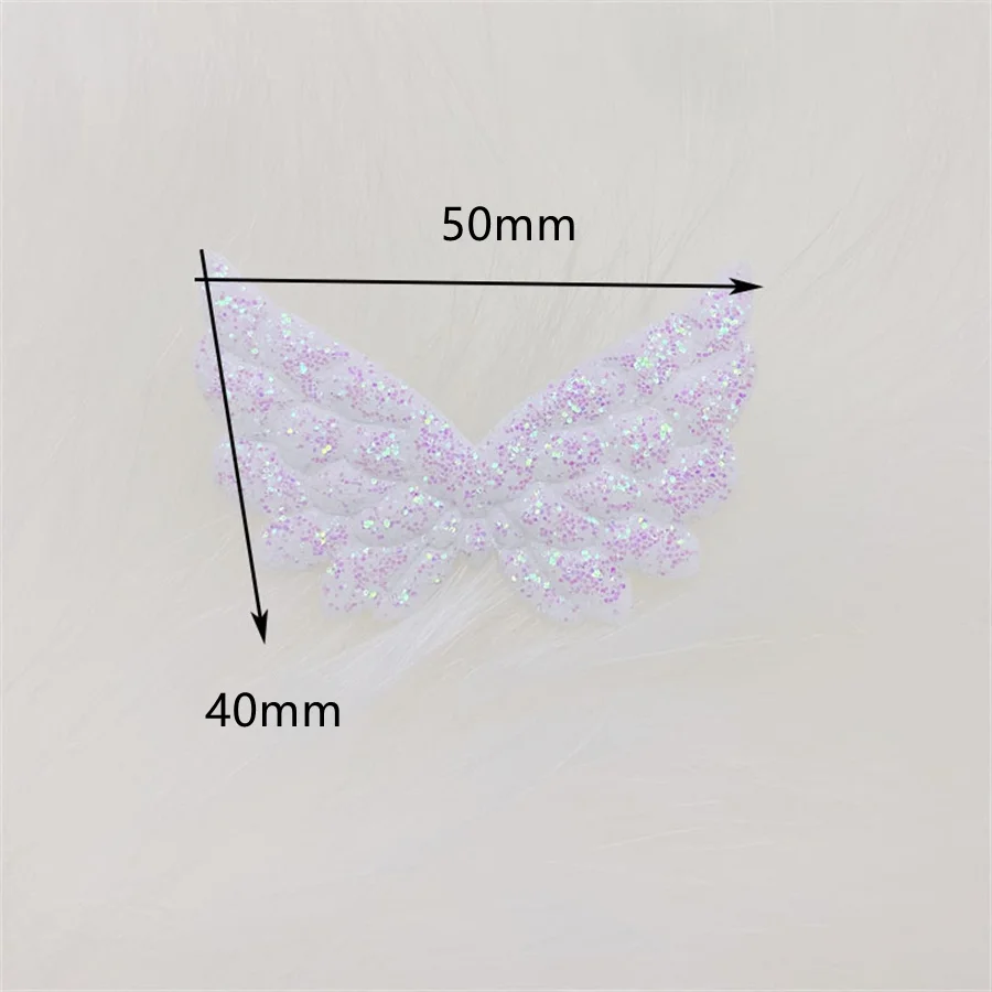 

50Pcs/Lot 5*4CM Angel Wing Appliques Single Sided Glitter Powders Fairy Wing Patches DIY Headwear Bowknot Hair Tie Accessories