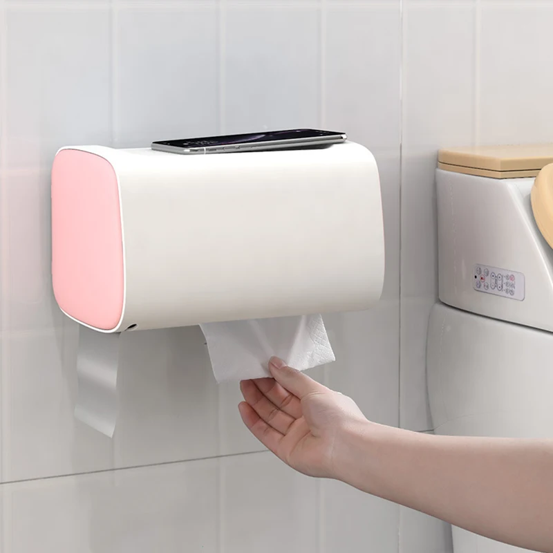 pink Держатель для туалетной бумаги, рулонная бумага, водонепроницаемая трубка для ванной комнаты, хранилище для туалетной бумаги, коробка для настенного крепления, коробка для салфеток, органайзер для ванной комнаты - Цвет: pink