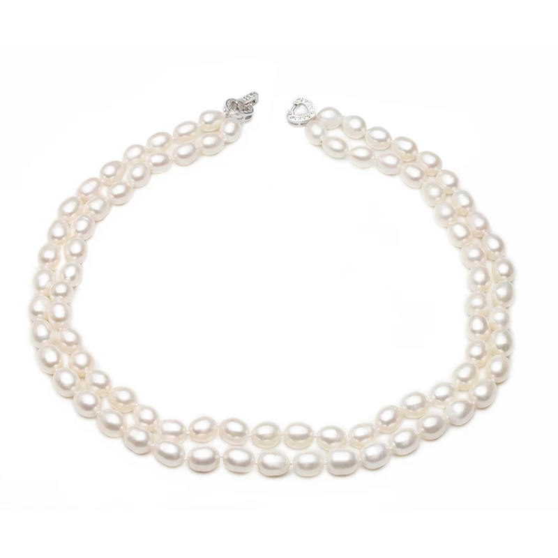 white pearl necklace Настоящее натуральное пресноводное Двойное Жемчужное ожерелье для женщин, жемчужное ожерелье в форме капли воды, Подарок на годовщину - Цвет камня: white pearl necklace