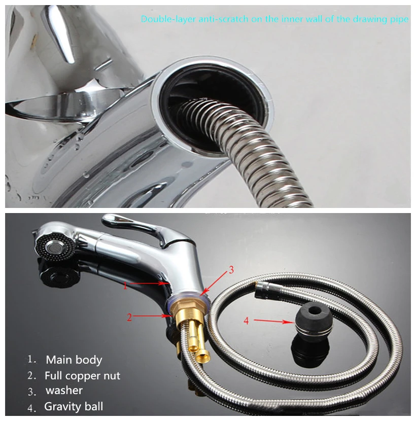 

Pull-out faucet hot and cold wash basin bathroom basin hand basin kitchen single hole faucet