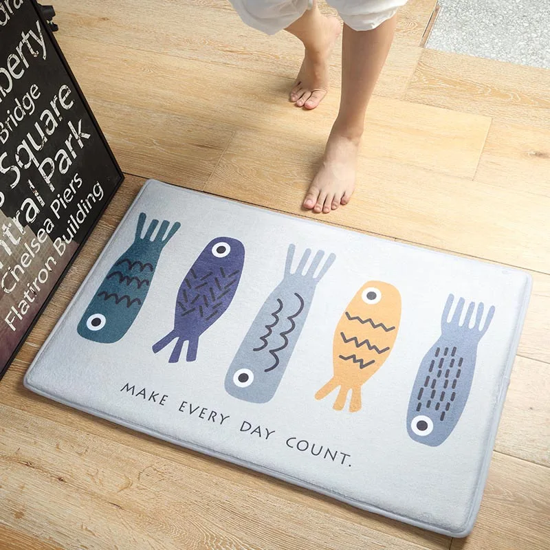 Фланелевый мультяшный кухонный Коврик для пола противоскользящий длинный ковер