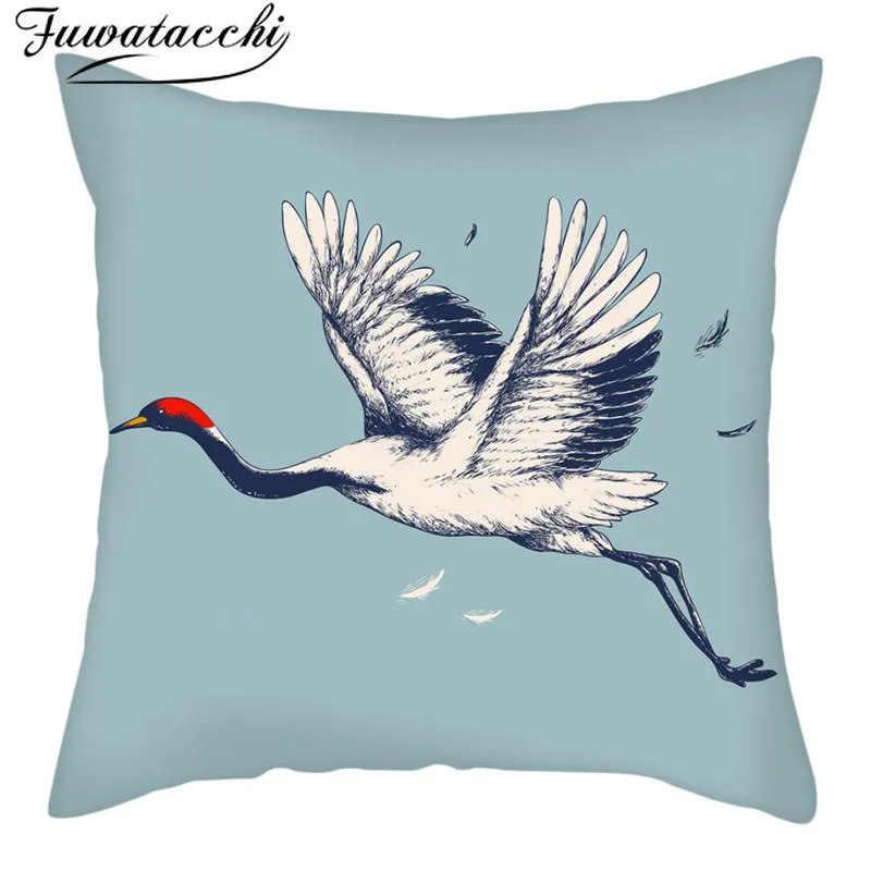 Fuwatacchi наволочки с красным журавлем духовные животными для дома спальни дивана
