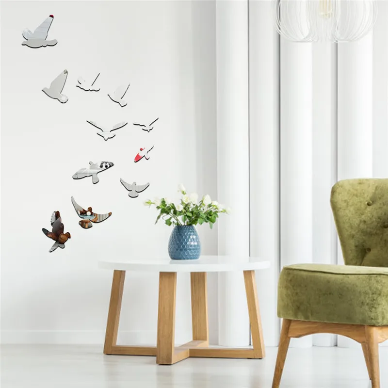 4 цвета Акриловые Fying Birds рамка зеркальная поверхность наклейки на стену детская