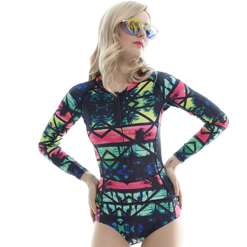 Слитный женский купальник SBART с длинным рукавом Rashguard рубашка короткий винтажный