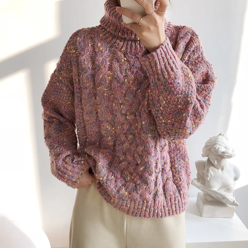 2018 женский свитер и пуловеры водолазка толстый вязаный Зимний пуловер для женщин