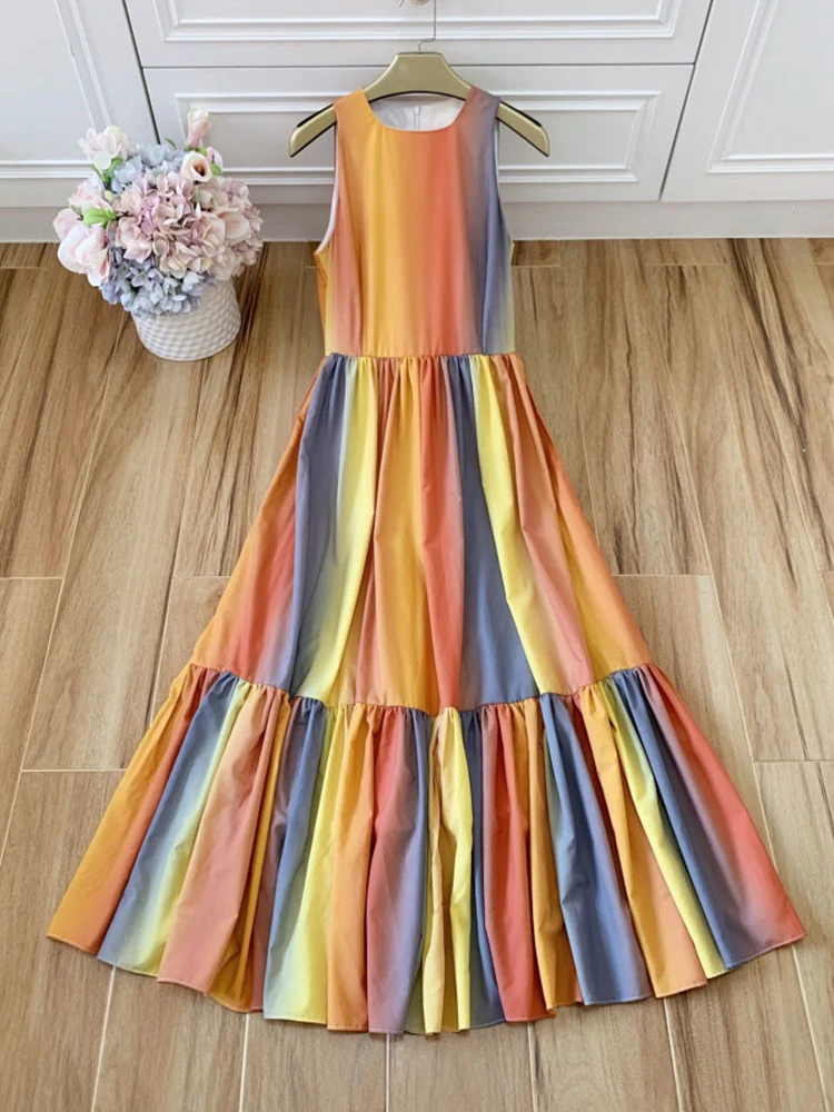 Женское плиссированное платье Zou без рукавов летнее в стиле ретро | Женская