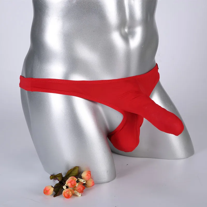 Мужское нижнее белье Elephant pantes Ice Silk мужские стринги G String Насадка-презерватив сексуальное нижнее белье трусы бикини стринги трусики-стринги - Цвет: red