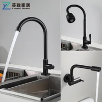 black 304 stainless steel faucet 360 swivel spout single handle basin sink wall mounted faucets bathtub mixer water tap in wall