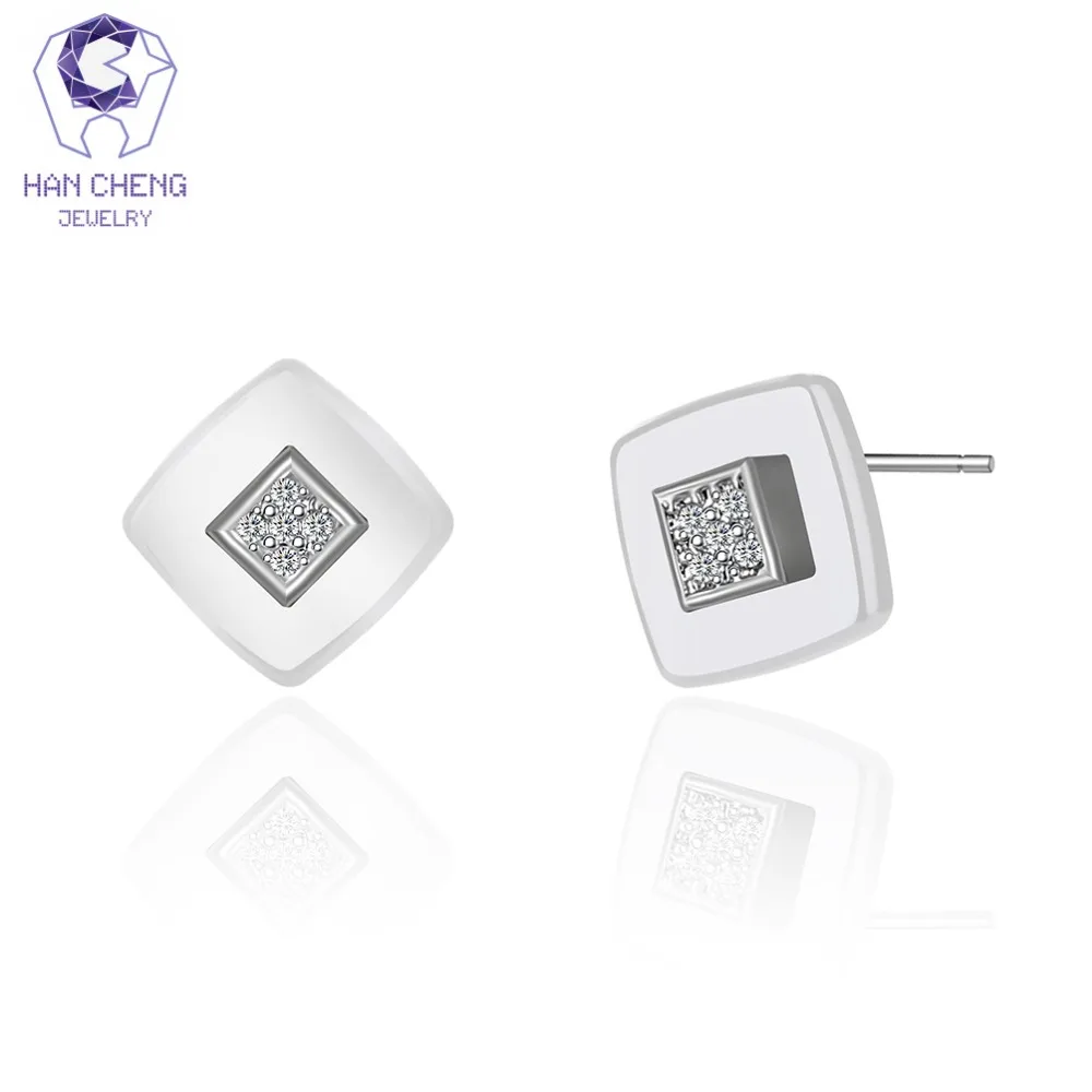 HanCheng новые модные золотые серьги гвоздики с цирконом и драгоценным камнем