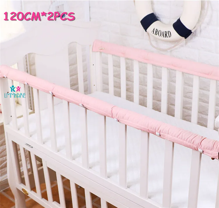 Pink 120cm Хлопковый плотный бампер для детской кроватки, защитные полосы для кроватки новорожденных, защитные накладки для новорожденных, защитные накладки на рельсы, 2 шт - Цвет: Pink 120cm