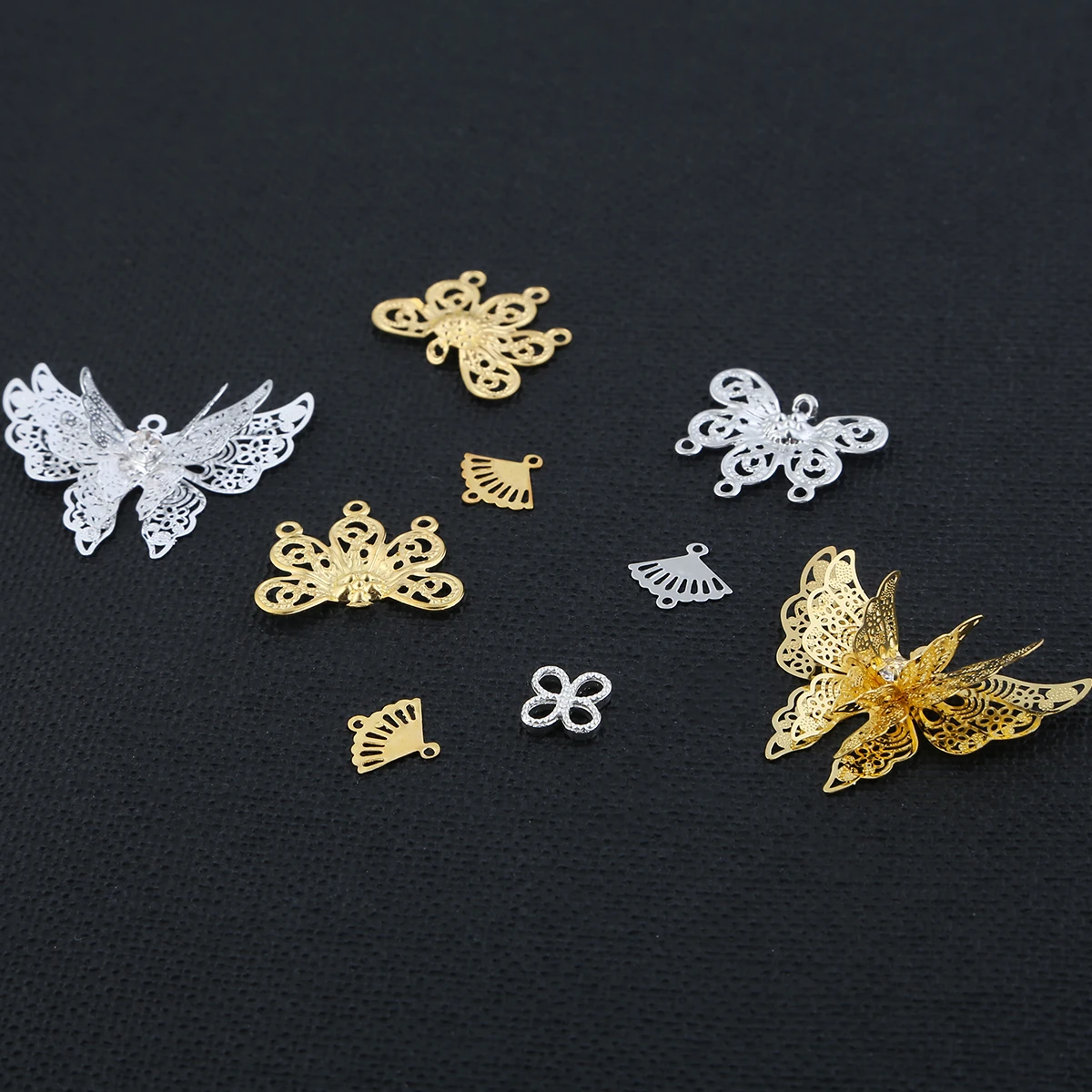 4 шт. Серебристые золотистые подвески бабочки соединители для изготовления