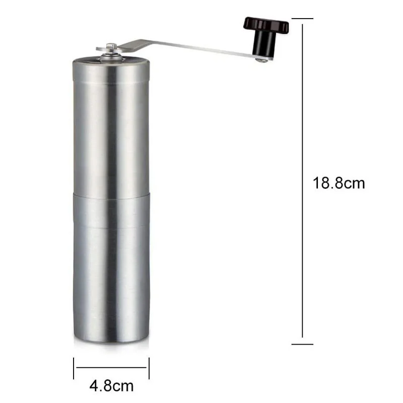 

Silver Coffee Grinder Mini Stainless Steel Hand Manual Handmade Adjustable Coffee Bean Mill Kitchen Tool Grinders Easy Clean