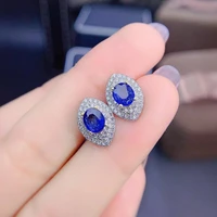 fine jewelry 925 sterling silver inset with natural gems womens luxury exquisite fresh sapphire earrings ear stud supports dete