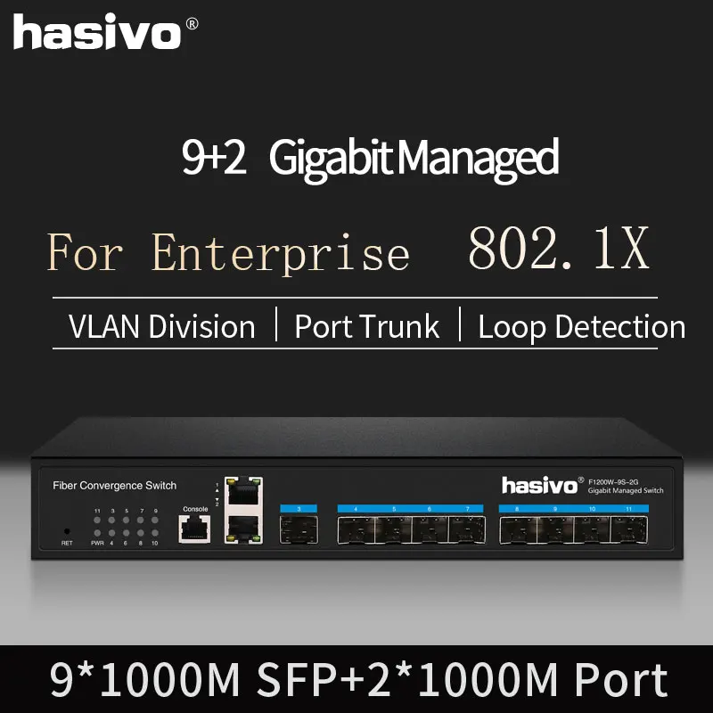 Управляемый коммутатор гигабитный конвертер медиафайлов SFP 9 2 1000 Мбит/с RJ45 ethernet