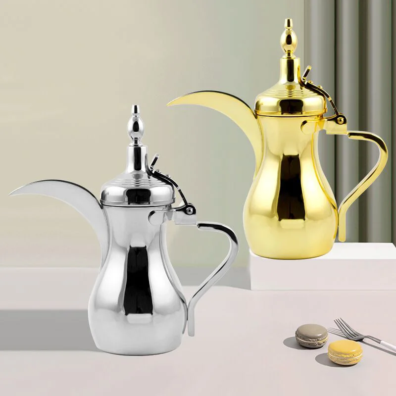 Arabic Dallah Stainless Steel Coffee Pot for Middle East Country Teapot with Long Spout