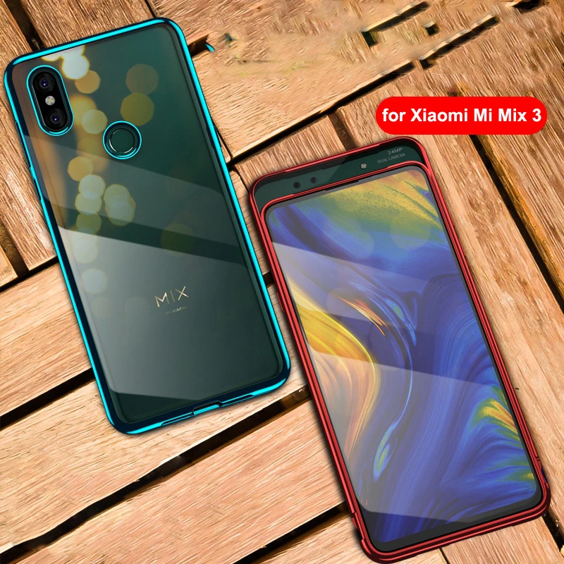 Чехол для Xiaomi Mi Mix 3 прозрачный чехол 6 39 дюйма с гальваническим покрытием из