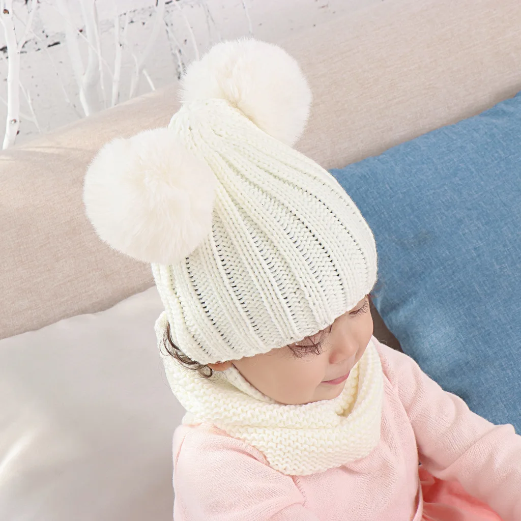Зимняя детская шапка и шарф снуд для девочек мальчиков вязаный комплект из шапки