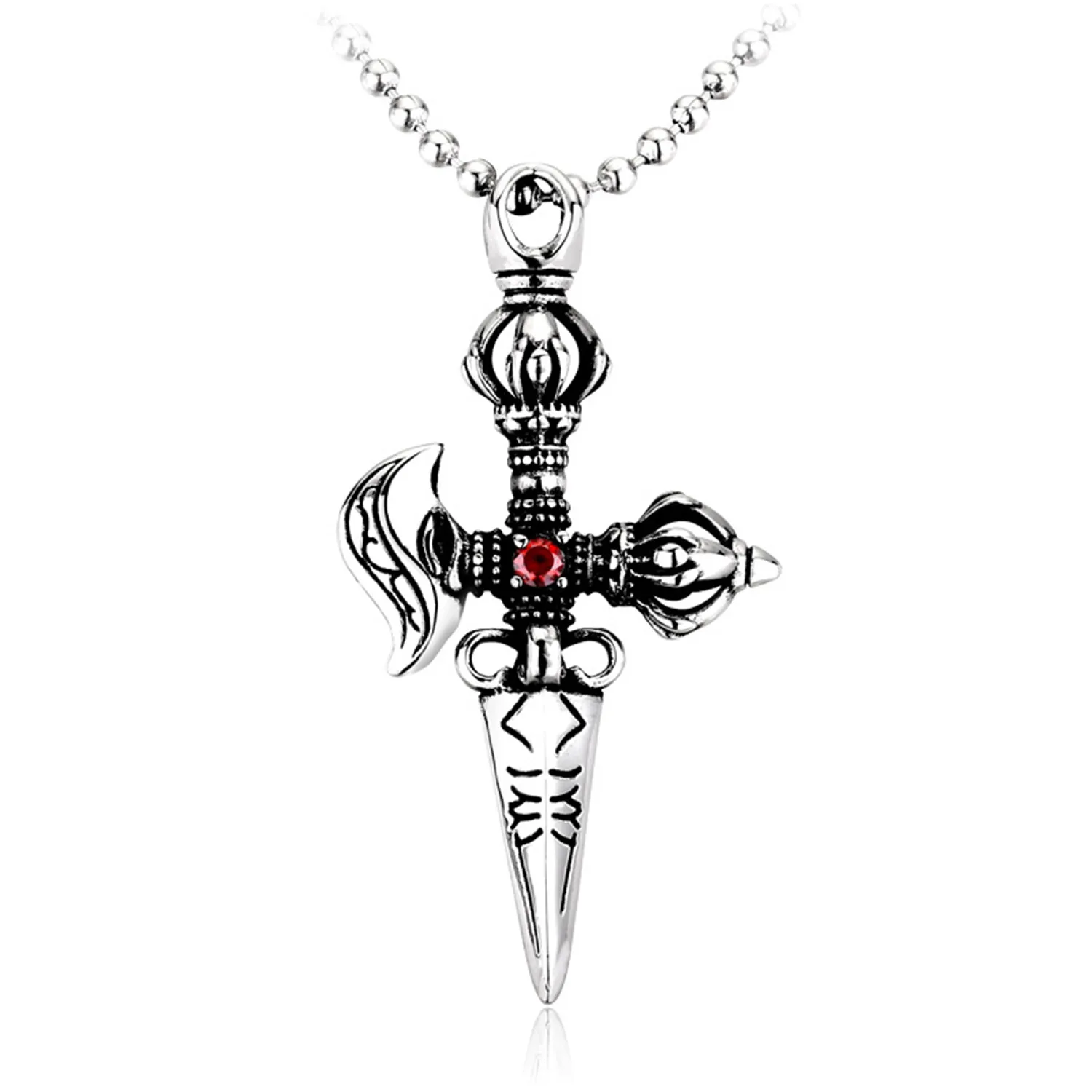 

Mens Stainless Steel Viking Warrior Cross Pendant Necklace Silver