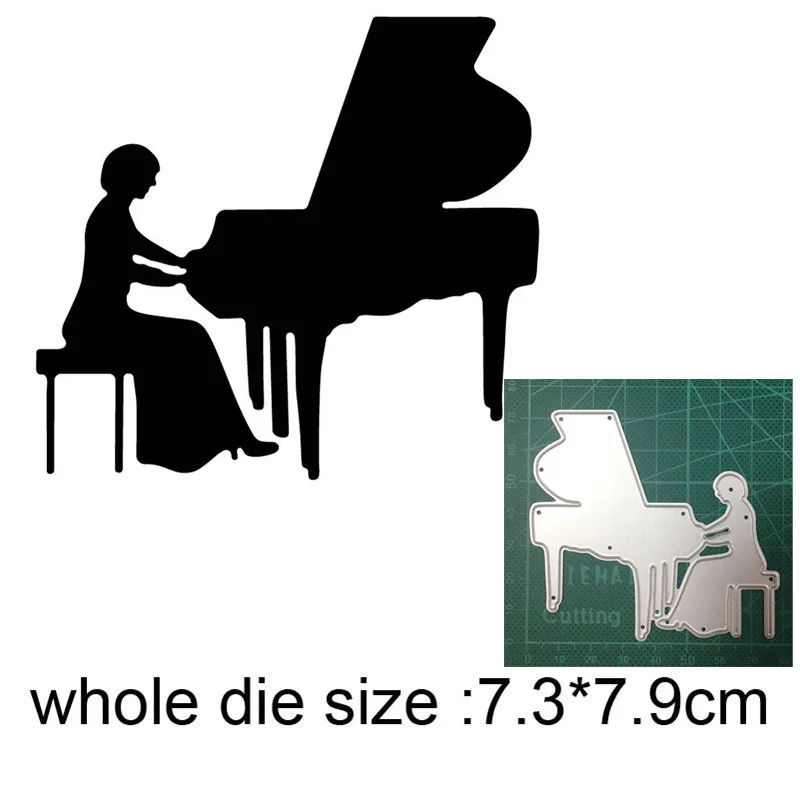 

Craft Metal Cutting Dies Cut Die Mold Woman Playing Piano Decoration Scrapbook Paper Craft Knife Mould Blade Punch Stencils Dies