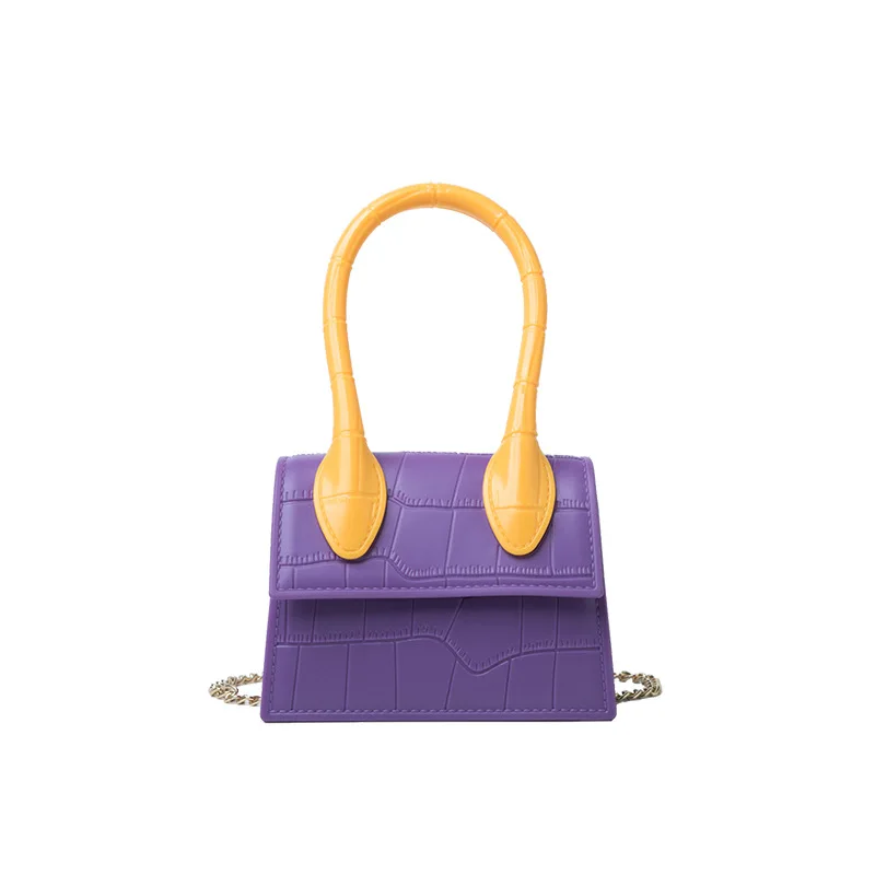 

Contrast Color Stone Pattern PU Leather Crossbody Bags for Women Design Shoulder Simple Lady Mini Tote Lipstick Handbags A096