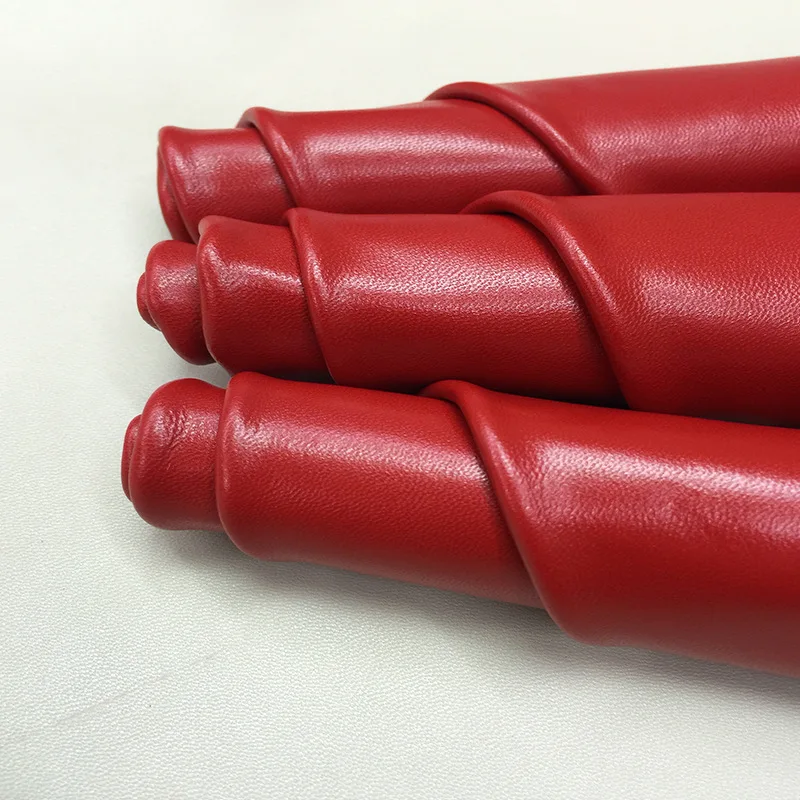 

A grade red Genuine sheep skin real leather material for bag cloth glove material black grain leather craft soft real leather