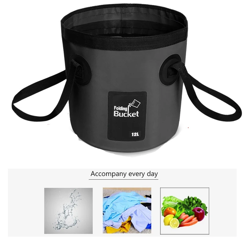 12L Multifunctional Collapsible Folding Fishing Bucket Outdoor Waterproof Water Storage Container Bucket For Camping Hiking Trav