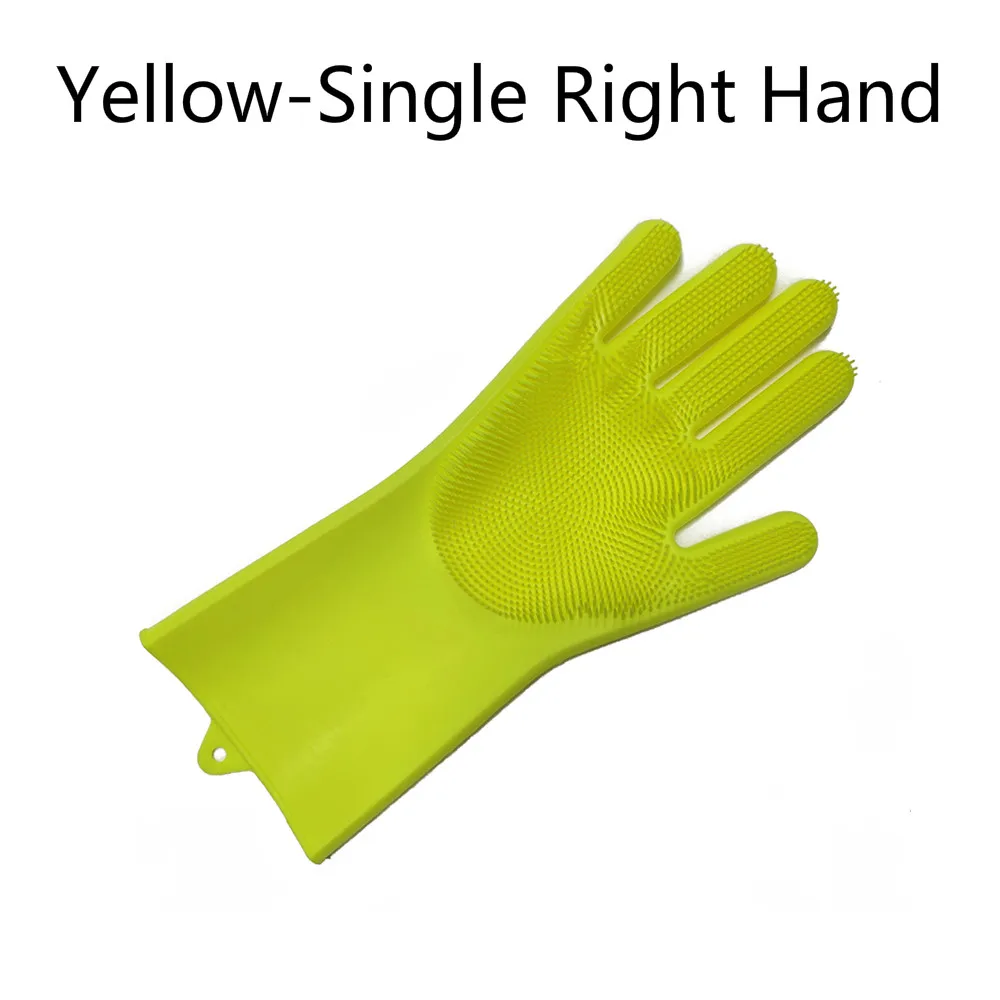 Yellow-Right Hand Одна силиконовая щетка для мытья посуды, перчатки для мытья автомобиля, перчатки для мытья посуды, кухонные аксессуары - Цвет: Yellow-Right Hand