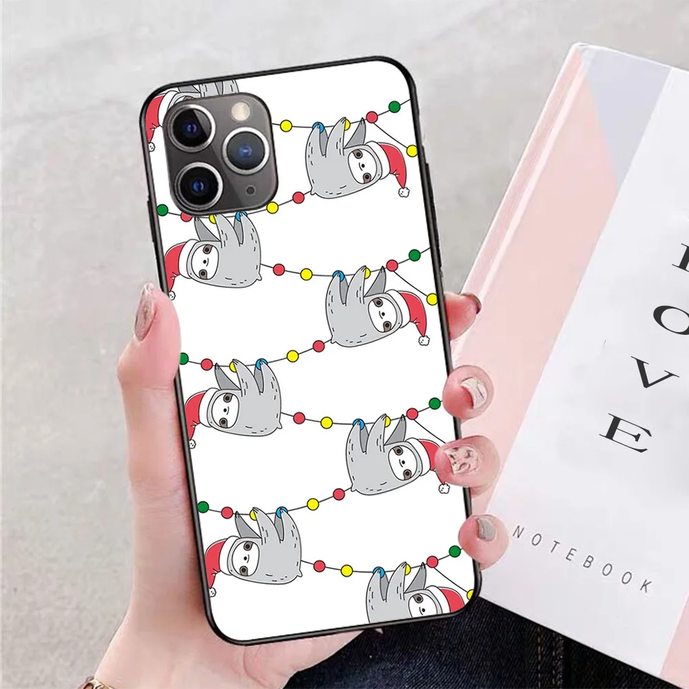 

For iPhone Christmas Sloth Pattern Soft TPU Border Apple iPhone Case